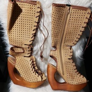 JEFFREY CAMPBELL zip/lace wedges!!